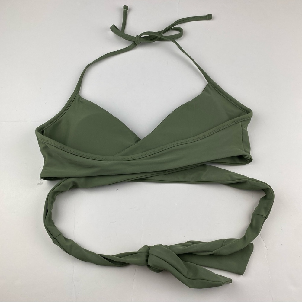 Aerie Wrap Halter Adjustable Straps Bikini Top Green Size M NWOT - Picture 5 of 7